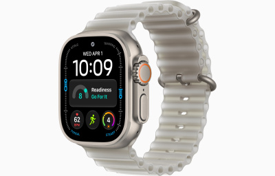 Apple Ultra 4 Natural Titanium+ Ocean Band Translucent Gray 49 mm
