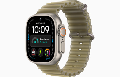 Apple Ultra 4 Natural Titanium+ Ocean Band Translucent Kelp 49 mm
